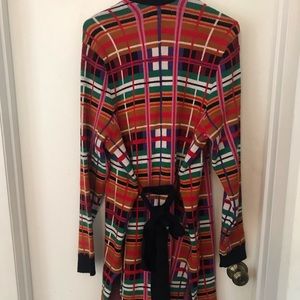 Long, colorful sweater